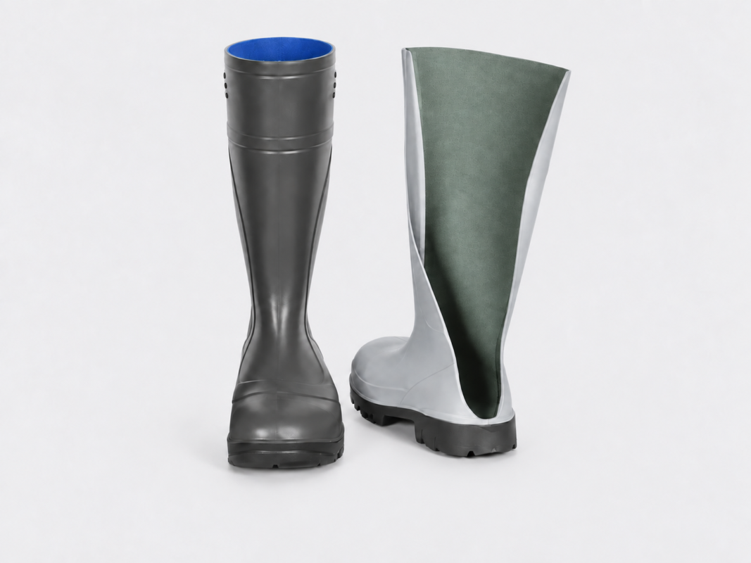 PU injection boot liner fitted inside a PU boot