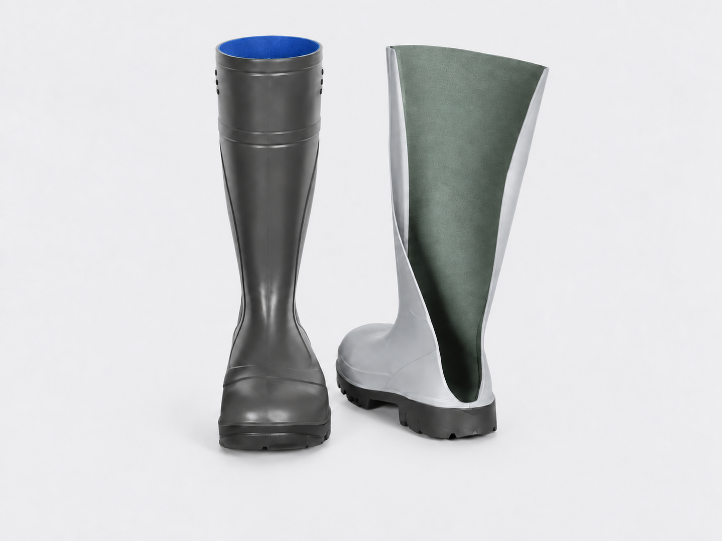 Grey boot with green liner