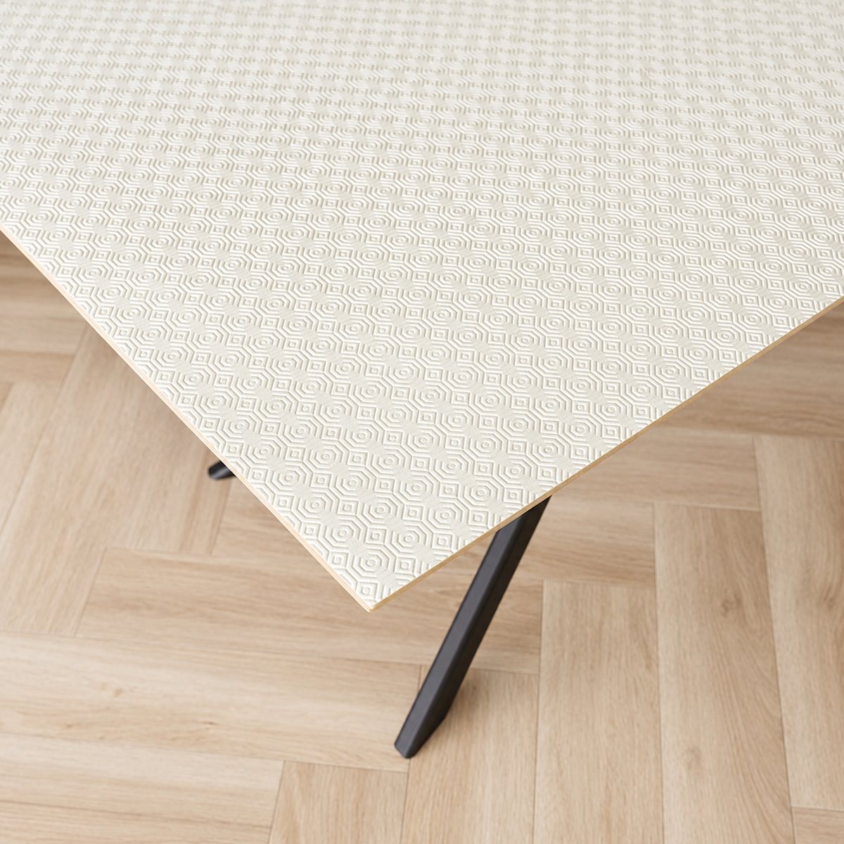 Protège-table Leather Plus blanc sur une table à manger